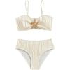 image:imageGirls 2 Piece Starfish Swimsuit Padded Bathing Suit Textured Spaghetti Strap Bikini SwimsuitBeige
