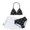 image:imageGirls 3 Piece Cute Bowknot Bathing Suit Halter Triangle High Waisted Swimsuit with Beach Cover Up SkirtBlack and White
