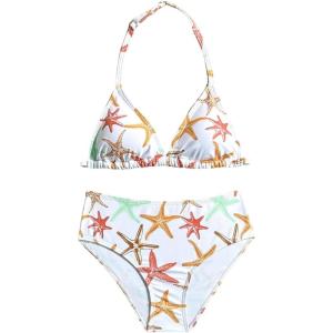image:imageGirls 2 Piece Graphic Starfish Bathing Suit Halter Triangle Swimsuit Cute Beachwear Bikini SetsGreen and Yellow