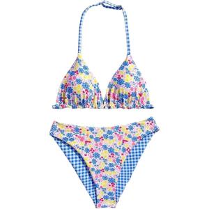 image:imageGirls 2 Piece Swimsuits Floral Gingham Halter Triangle Wireless Bikini Bathing SuitBlue