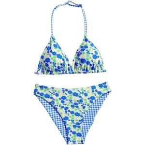image:imageGirls 2 Piece Swimsuits Floral Gingham Halter Triangle Wireless Bikini Bathing SuitGreen