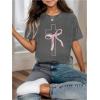 image:imageGirls Bowknot Cross Graphic Tees Crew Neck Short Sleeve T Shirts Streetwear TopsDark Grey