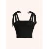image:imageGirls Elegant Tie Shoulder Tank Top Sleeveless Ruched Summer Crop TopsBlack