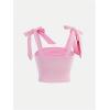 image:imageGirls Elegant Tie Shoulder Tank Top Sleeveless Ruched Summer Crop TopsLight Pink