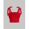 image:imageGirls Elegant Tie Shoulder Tank Top Sleeveless Ruched Summer Crop TopsRed