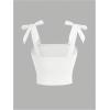 image:imageGirls Elegant Tie Shoulder Tank Top Sleeveless Ruched Summer Crop TopsWhite