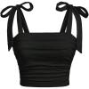 image:imageGirls Elegant Tie Shoulder Tank Top Sleeveless Ruched Summer Crop TopsBlack