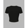 image:imageFloral Graphic Crop Tops for Girls Short Sleeve Slim fit Preppy Summer T Shirt Y2k Tops TrendyBlack