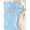 image:imageFloral Graphic Crop Tops for Girls Short Sleeve Slim fit Preppy Summer T Shirt Y2k Tops TrendyBlue