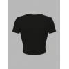 image:imageFloral Graphic Crop Tops for Girls Short Sleeve Slim fit Preppy Summer T Shirt Y2k Tops TrendyFloral Black