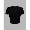 image:imageFloral Graphic Crop Tops for Girls Short Sleeve Slim fit Preppy Summer T Shirt Y2k Tops TrendyFloral Print Black