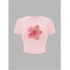 image:imageFloral Graphic Crop Tops for Girls Short Sleeve Slim fit Preppy Summer T Shirt Y2k Tops TrendyPink
