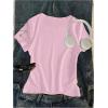 image:imageFloral Graphic Crop Tops for Girls Short Sleeve Slim fit Preppy Summer T Shirt Y2k Tops TrendyPink Floral