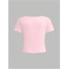 image:imageFloral Graphic Crop Tops for Girls Short Sleeve Slim fit Preppy Summer T Shirt Y2k Tops TrendyPink Graphic