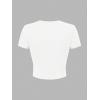 image:imageFloral Graphic Crop Tops for Girls Short Sleeve Slim fit Preppy Summer T Shirt Y2k Tops TrendyWhite Floral