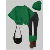 image:imageGirls 2 Piece Leopard Cheetah Outfits Short Sleeve Heart Graphic Tees and Skinny Leggings SetsMulticolor Green
