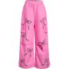 image:imageGirls 2 Piece Summer Outfits Short Sleeve Ruched Basic Tess and Camo Cargo Pants Sets TrendyMulticolor Pink