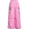 image:imageGirls 2 Piece Summer Outfits Short Sleeve Ruched Basic Tess and Camo Cargo Pants Sets TrendyPure Pink