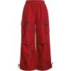 image:imageGirls 2 Piece Summer Outfits Short Sleeve Ruched Basic Tess and Camo Cargo Pants Sets TrendyRed and Black