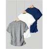 image:imageGirls 3 Pack Summer T Shirts Ruched Side Crewneck Short Sleeve Slim Fit Casual Cute Tops for GirlsMulticolor