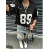 image:imageGirls Jersey Shirts Number Graphic Tees Half Sleeve Hip Hop Y2k Crop Tops Football JerseyBlack