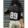 image:imageGirls Jersey Shirts Number Graphic Tees Half Sleeve Hip Hop Y2k Crop Tops Football JerseyBlack
