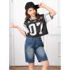 image:imageGirls Jersey Shirts Number Graphic Tees Half Sleeve Hip Hop Y2k Crop Tops Football JerseyColor Block Black