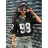 image:imageGirls Jersey Shirts Number Graphic Tees Half Sleeve Hip Hop Y2k Crop Tops Football JerseyNumber Print Black