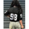 image:imageGirls Jersey Shirts Number Graphic Tees Half Sleeve Hip Hop Y2k Crop Tops Football JerseyNumber Print Black