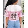 image:imageGirls Jersey Shirts Number Graphic Tees Half Sleeve Hip Hop Y2k Crop Tops Football JerseyPink and White