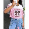 image:imageGirls Jersey Shirts Number Graphic Tees Half Sleeve Hip Hop Y2k Crop Tops Football JerseyPink and White