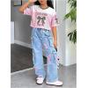 image:imageGirls Jersey Shirts Number Graphic Tees Half Sleeve Hip Hop Y2k Crop Tops Football JerseyPink and White