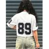 image:imageGirls Jersey Shirts Number Graphic Tees Half Sleeve Hip Hop Y2k Crop Tops Football JerseyWhite