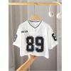 image:imageGirls Jersey Shirts Number Graphic Tees Half Sleeve Hip Hop Y2k Crop Tops Football JerseyWhite