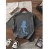 image:imageGirls Letter Animal Graphic T Shirt Short Sleeve Crewneck Oversized Vacation TopsDark Grey
