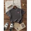 image:imageGirls Letter Animal Graphic T Shirt Short Sleeve Crewneck Oversized Vacation TopsPure Dark Grey