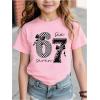 image:imageGirls Number Bow Graphic Tees Crew Neck Short Sleeve Summer Tops Casual Cute Tops for GirlsPink
