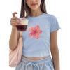 image:imageFloral Graphic Crop Tops for Girls Short Sleeve Slim fit Preppy Summer T Shirt Y2k Tops TrendyFloral Light Blue