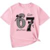 image:imageGirls Number Bow Graphic Tees Crew Neck Short Sleeve Summer Tops Casual Cute Tops for GirlsPink