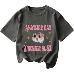 image:imageGirls Cartoon Graphic Tees Crew Neck Short Sleeveless T Shirts Summer TopsDark Grey
