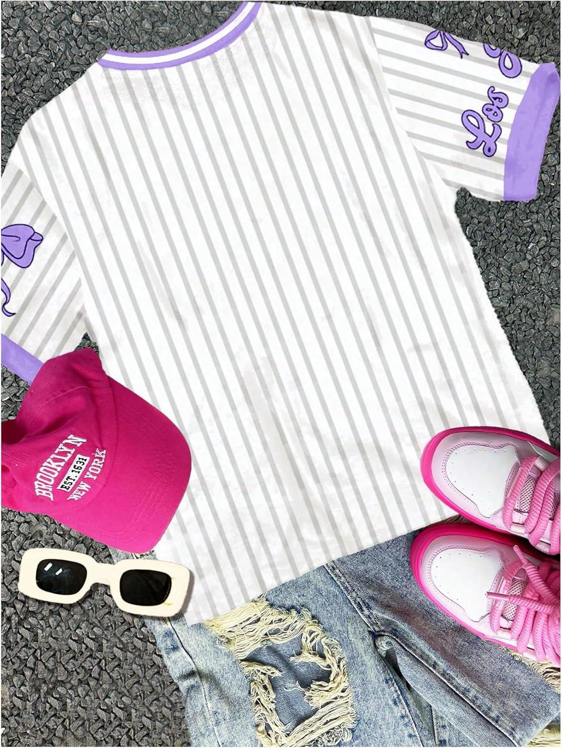 image:imageGirls Oversized Tshirts Number Graphic Jersey Shirts V Neck Short Sleeve Sports Tee Tops StreetwearMulticolor Purple