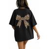 image:imageGirls 2 Pack Bow Leopard Graphic Tees Short Sleeve Preppy Summer Tops Aesthetic Baggy Tops TrendyMulticolor