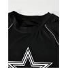image:imageGirls 2 Piece Outfits Star Graphic Tees and Wide Leg Pants Y2k StreetwearBlack