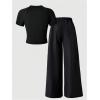 image:imageGirls 2 Piece Outfits Star Graphic Tees and Wide Leg Pants Y2k StreetwearBlack