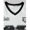 image:imageGirls 2 Piece Summer Outfits Number Print Y2k Football Jersey Shirts and Cargo Pants Baggy SetBlack and White