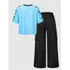 image:imageGirls 2 Piece Summer Outfits Number Print Y2k Football Jersey Shirts and Cargo Pants Baggy SetBlue
