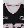 image:imageGirls 2 Piece Summer Outfits Number Print Y2k Football Jersey Shirts and Cargo Pants Baggy SetPink Deep Black