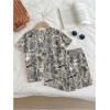 image:imageGirls 2 Piece Summer Outfits Short Sleeve Camo T Shirt and Mini Shorts Clothing Set TracksuitGreen