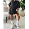 image:imageGirls 2 Piece Summer Outfits Short Sleeve Crop Top and Mini Shorts Casual Matching SetDark Grey