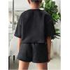 image:imageGirls 2 Piece Summer Outfits Short Sleeve Crop Top and Mini Shorts Casual Matching SetDark Grey